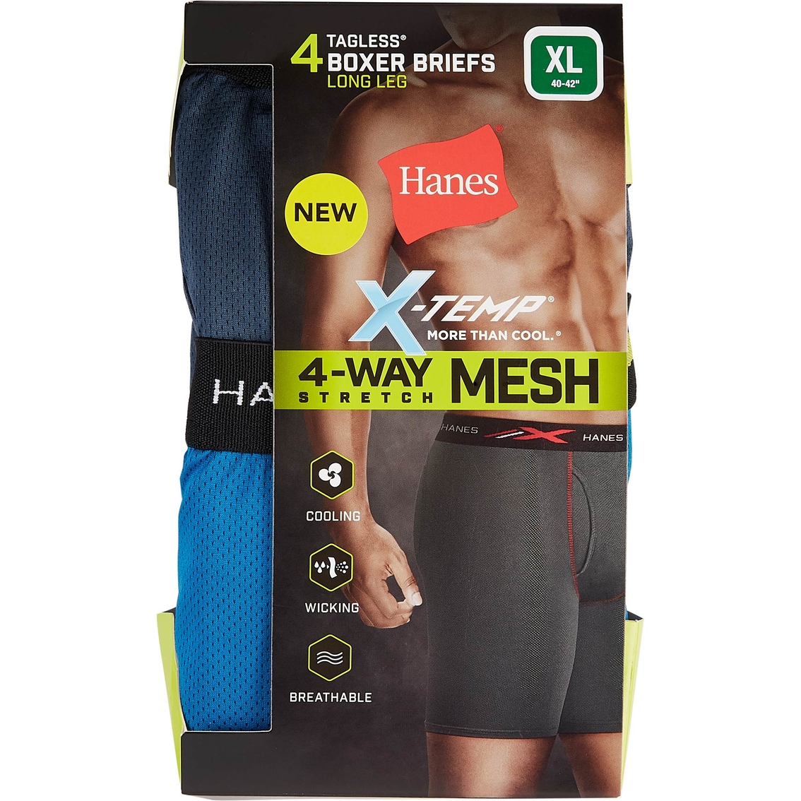Hanes X-temp 4-way Stretch Mesh Boxer Briefs 4 Pk., Underwear, Clothing &  Accessories