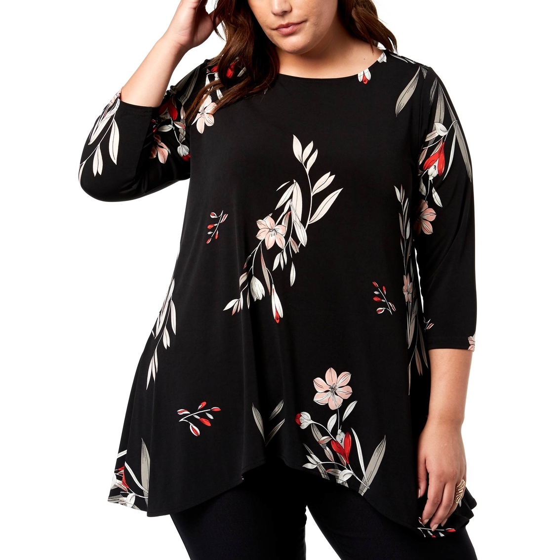 Alfani Plus Size Printed Swing Top, Tops, Clothing & Accessories