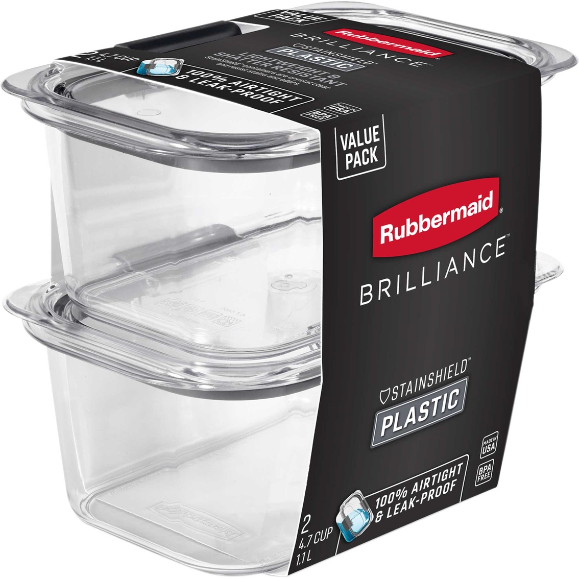 Rubbermaid 6pc Brilliance Glass Food Storage Containers, 4.7 Cup