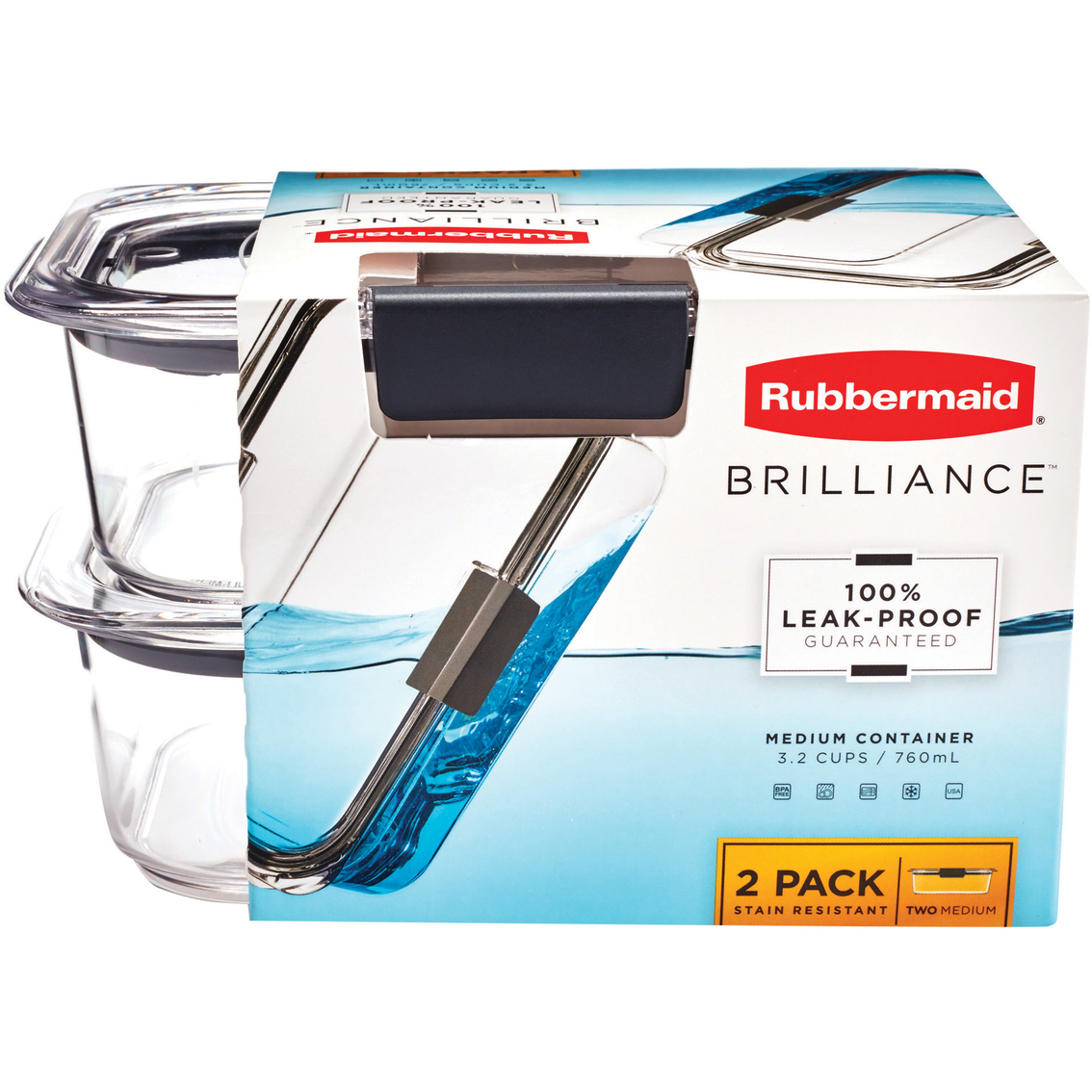 Rubbermaid Brilliance Container, Medium, 3.2 Cups