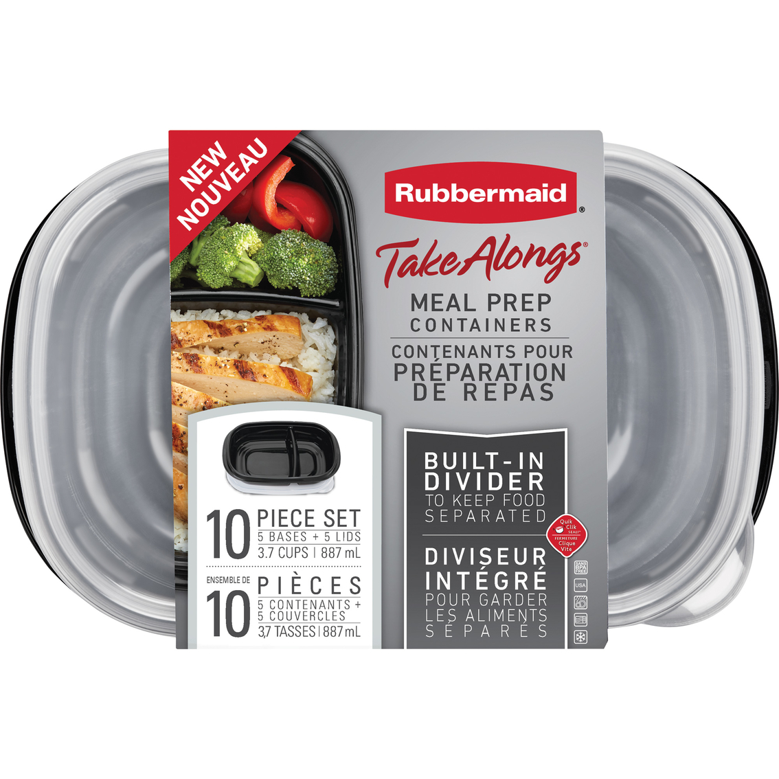 Rubbermaid Take Alongs Containers & Lids with Built in Dividers