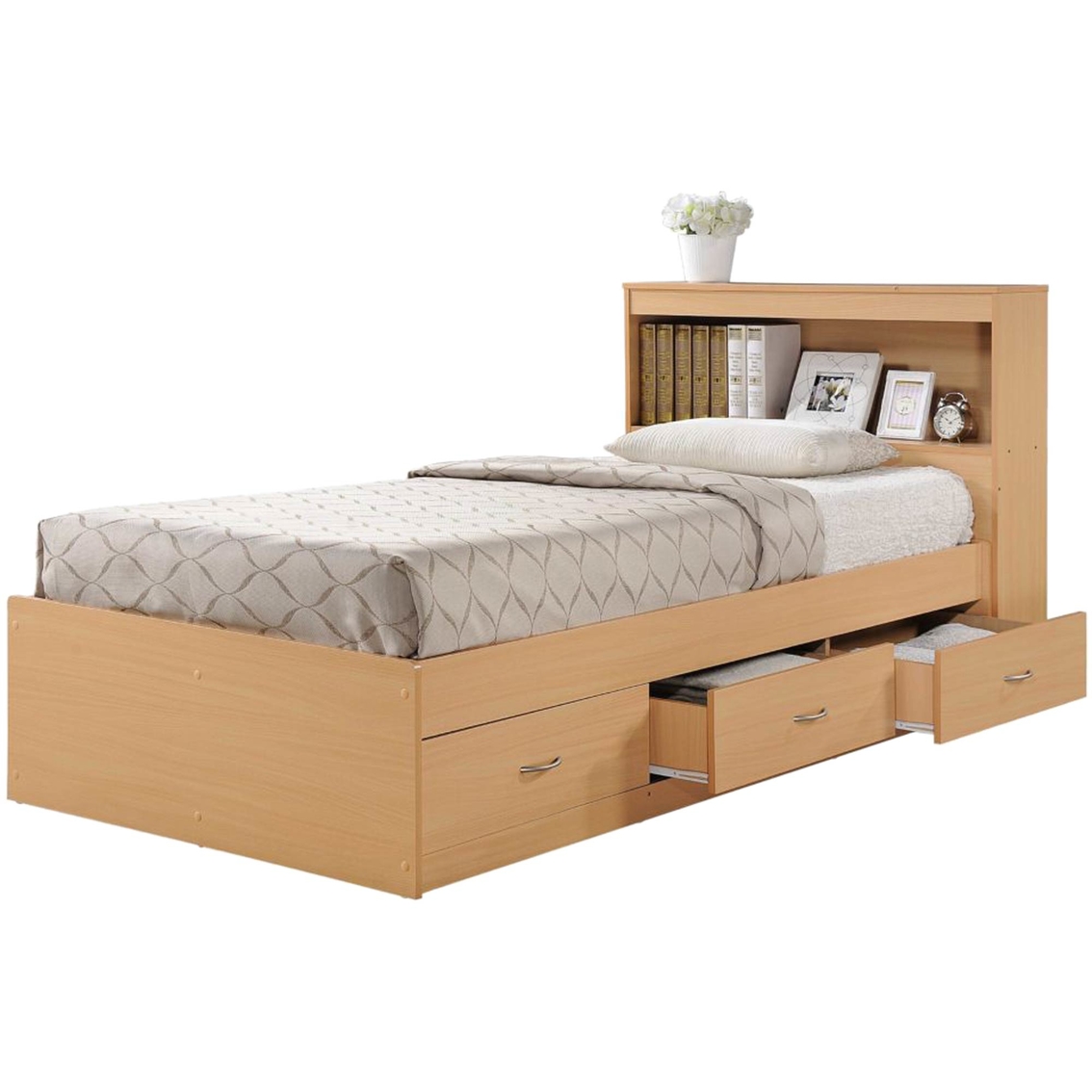 Hodedah Twin Captain Bed With 3 Drawers And Headboard Beds