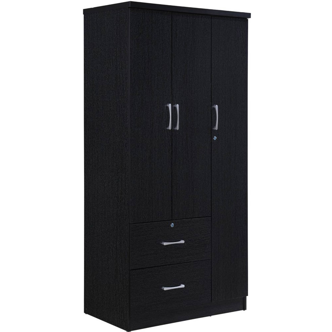 Hodedah 3 Door Armoire with 2 Drawers and 3 Shelves