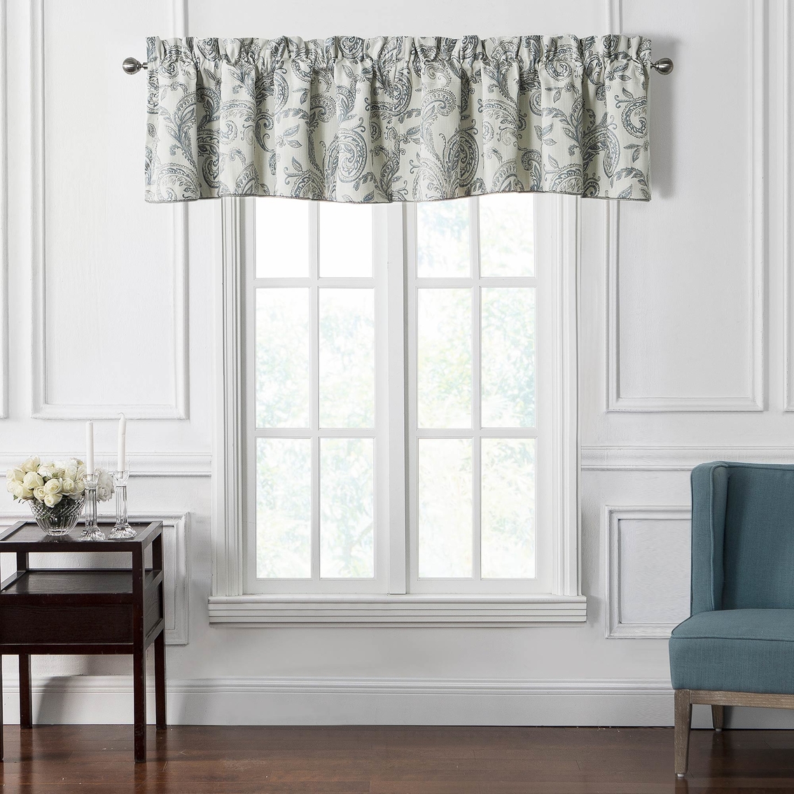 Waterford Florence Chambray Blue Scalloped Valance - Image 2 of 3