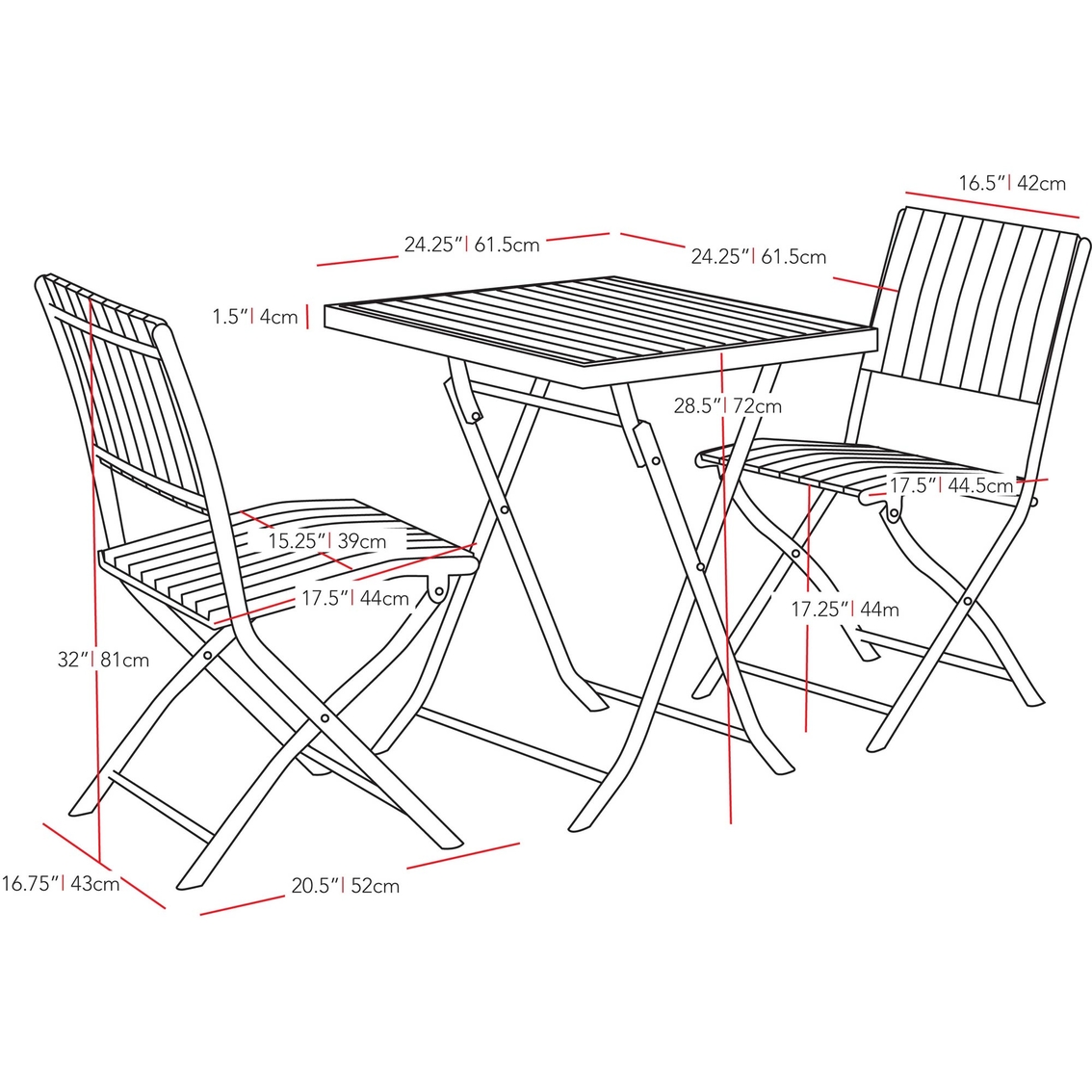 CorLiving Gallant 3 pc. Outdoor Folding Bistro Set - Image 4 of 4