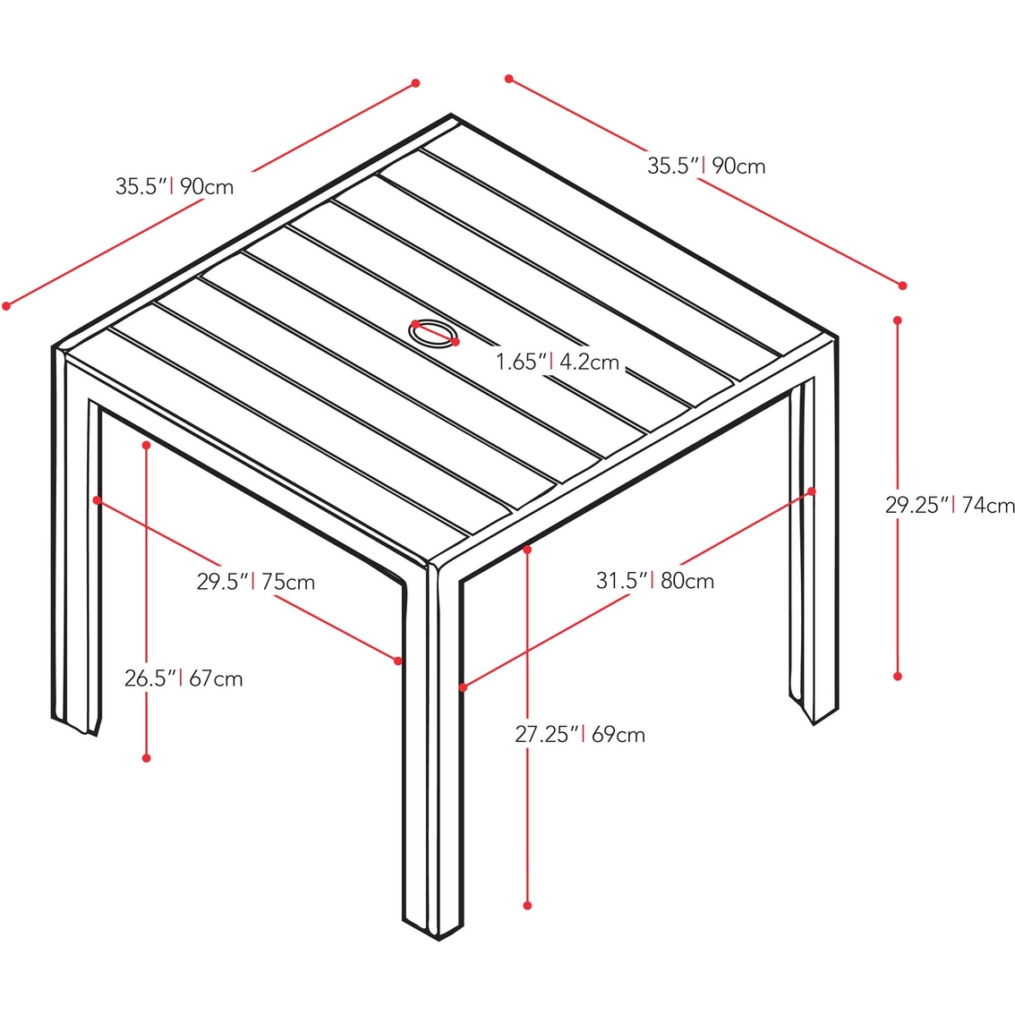 CorLiving Gallant Square Outdoor Dining Table - Image 6 of 6