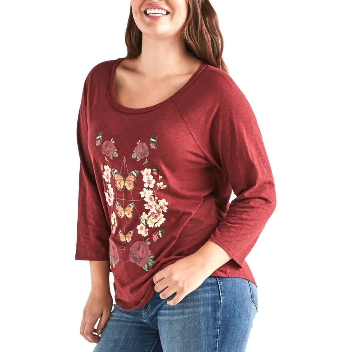 Lucky Brand Womens Long Sleeve Off The Shoulder Top