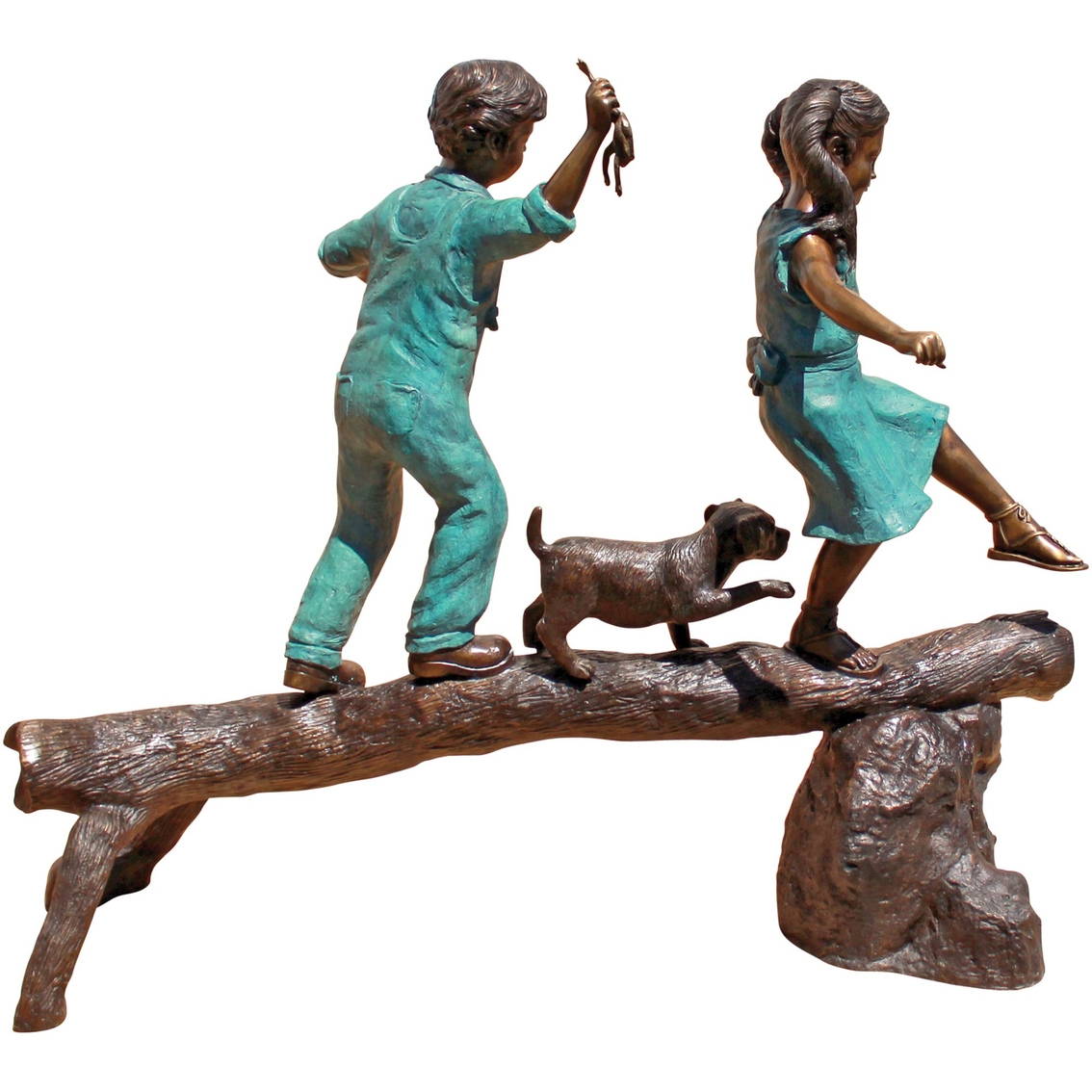 Design Toscano The Adventure Boy and Girl on Log Cast Bronze Garden Statue - Image 2 of 4