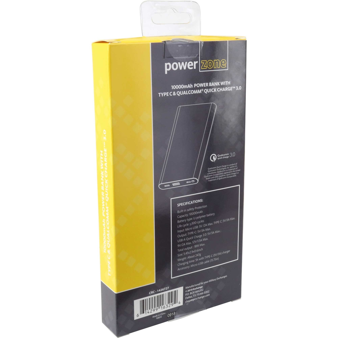 Powerzone 10000mAh Power Bank with Type C and Qualcomm Quick Charge 3.0 - Image 2 of 4