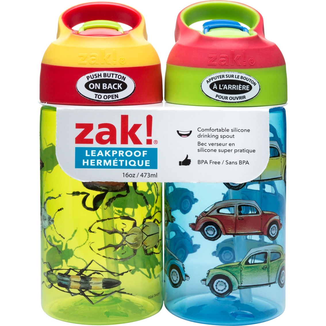 Zak Bugs-bug Cars 16 Oz. Water Bottle 2 Pc., Hydration Packs, Sports &  Outdoors