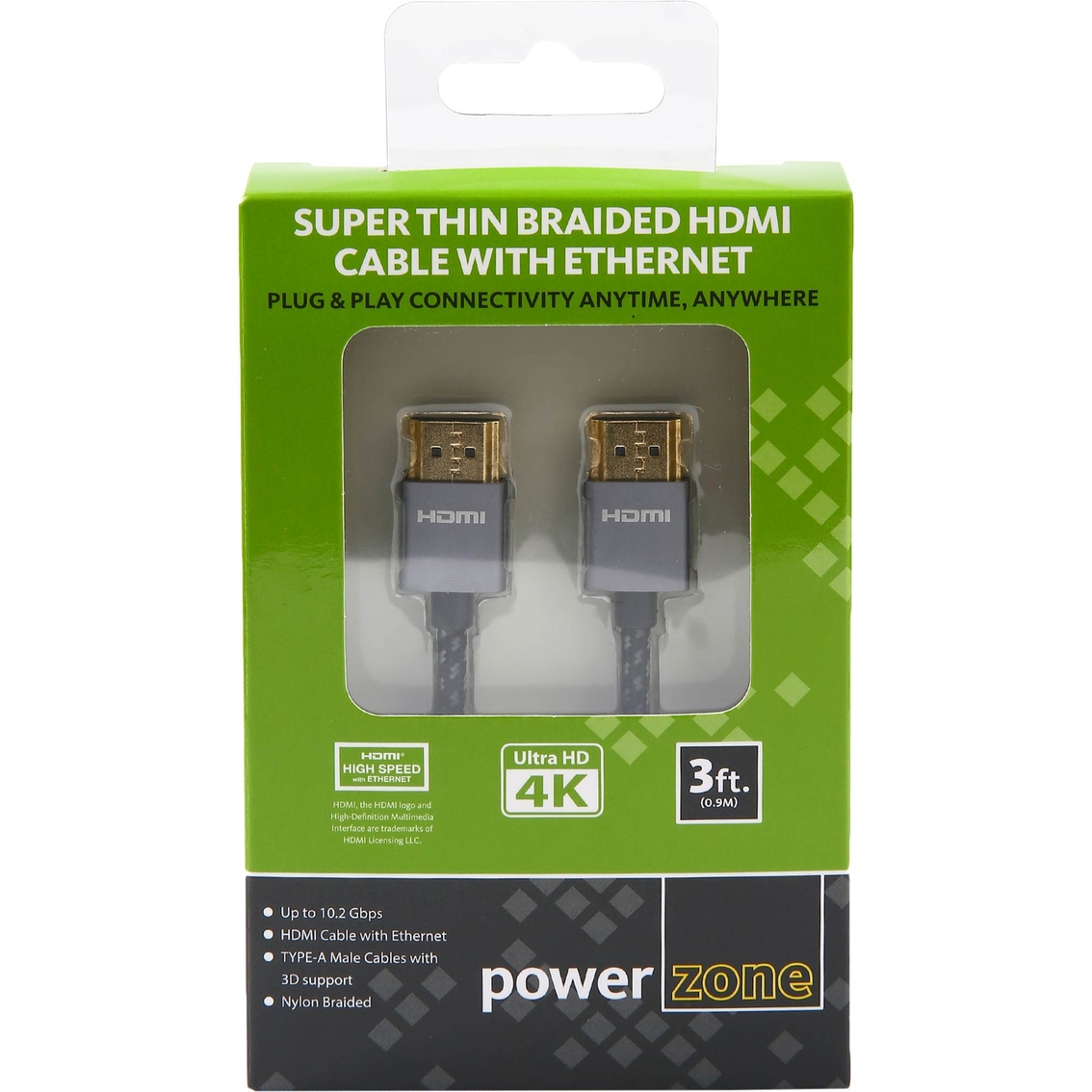 Powerzone Super Thin Braided HDMI Cable with Ethernet - Image 3 of 4