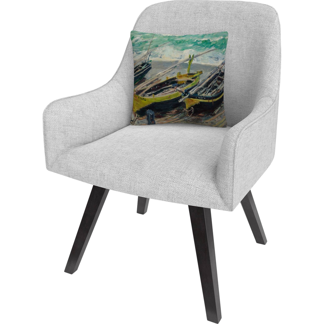 Trademark Fine Art Claude Monet Three Fishing Boats Decorative Throw Pillow - Image 2 of 3