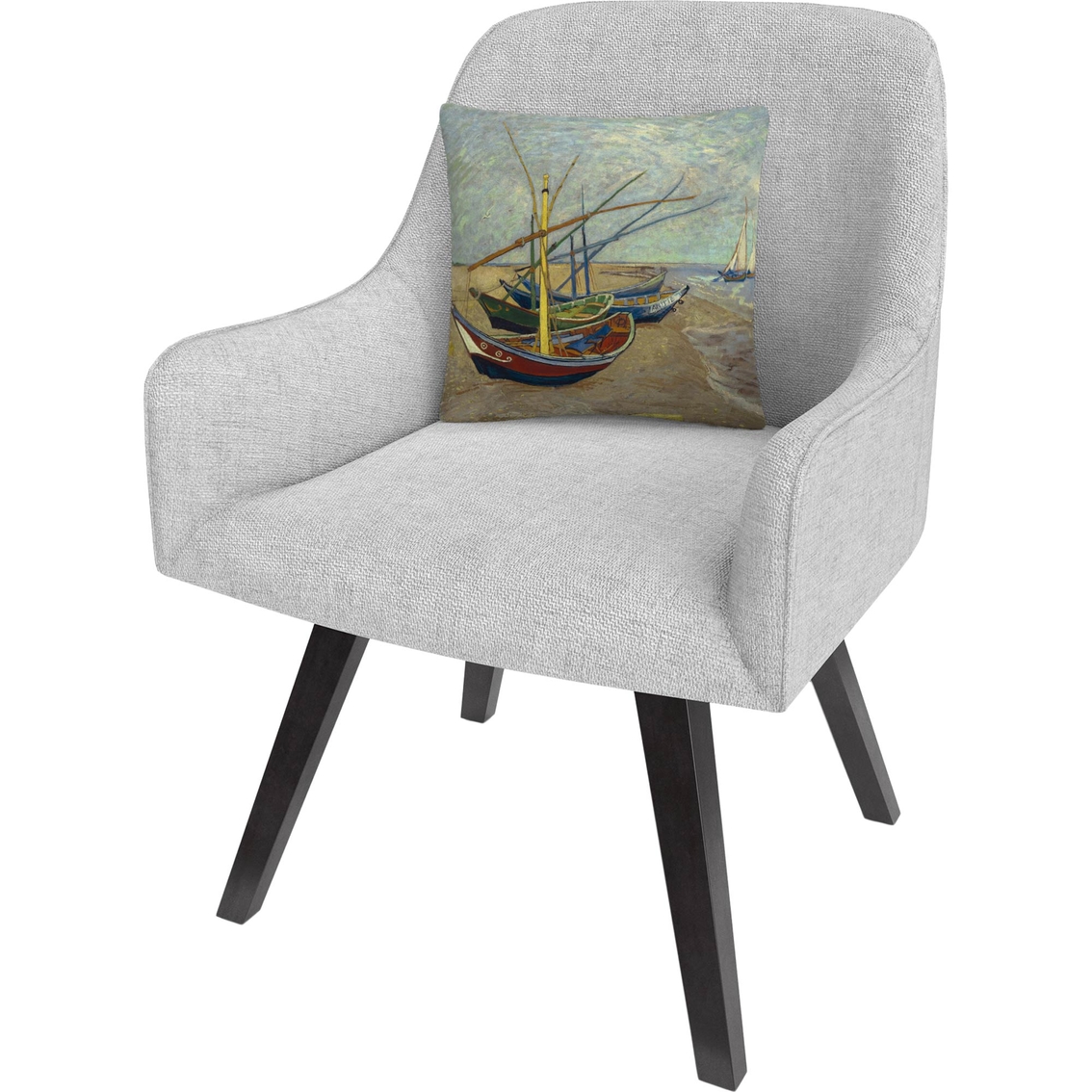 Trademark Fine Art Vincent van Gogh Fishing Boats on the Beach Throw Pillow - Image 2 of 3