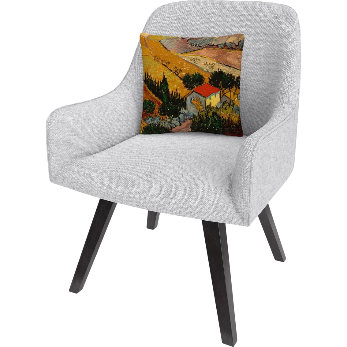 Trademark Fine Art Vincent van Gogh Landscape with House Decorative Throw Pillow - Image 2 of 3