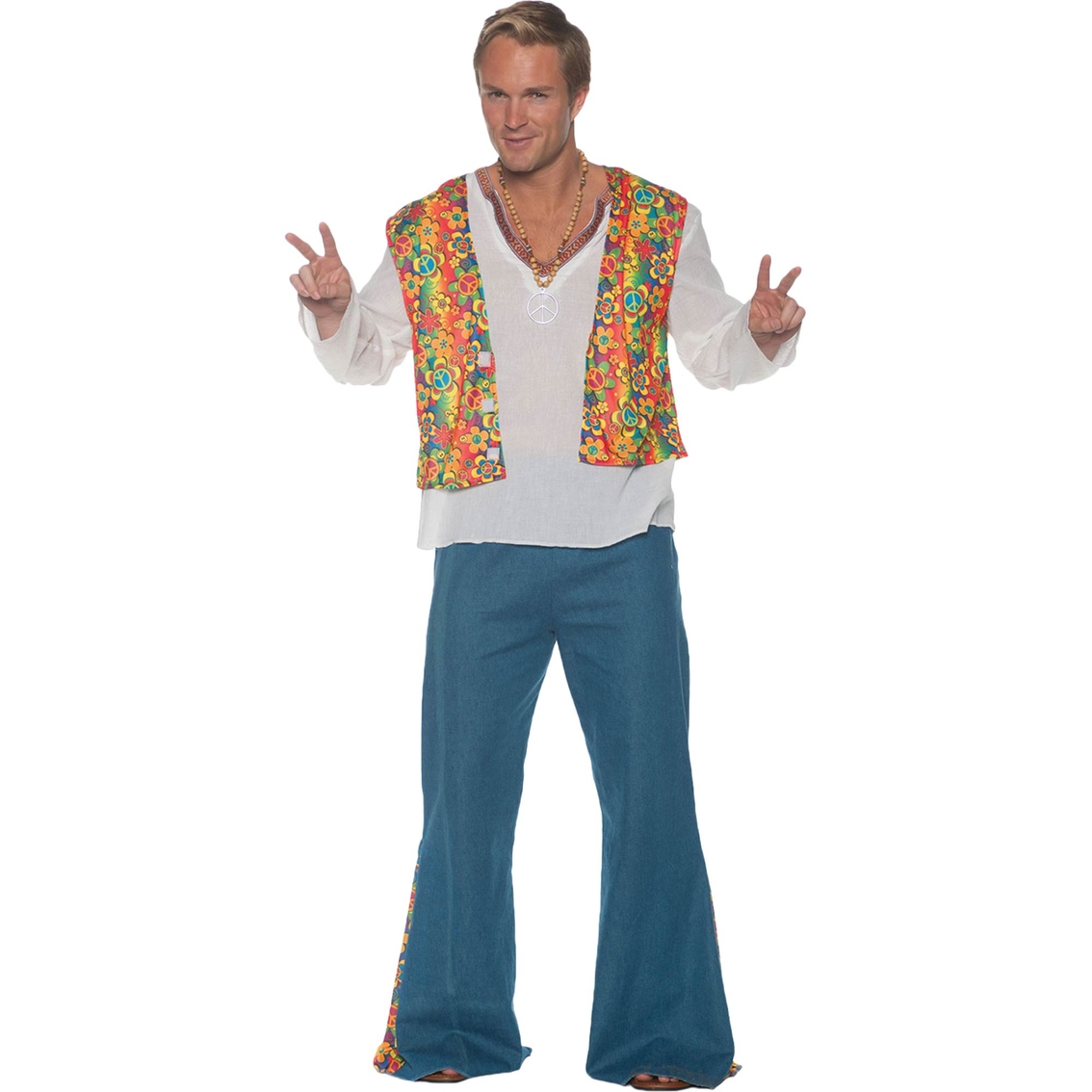 Morris Costumes Men's Flower Hippie Vest Adult Costume | Men's Costumes ...