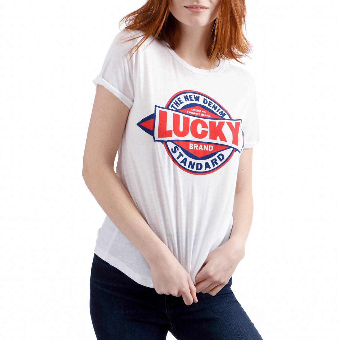 Lucky Brand Vintage Logo Crew Tee, Tops, Clothing & Accessories