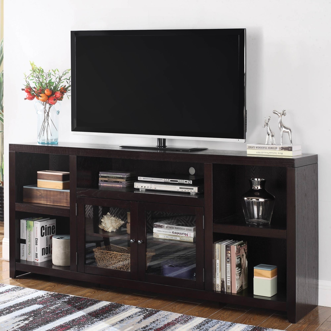 Scott Living Breckinridge Transitional TV Console with Glass Doors - Image 2 of 2