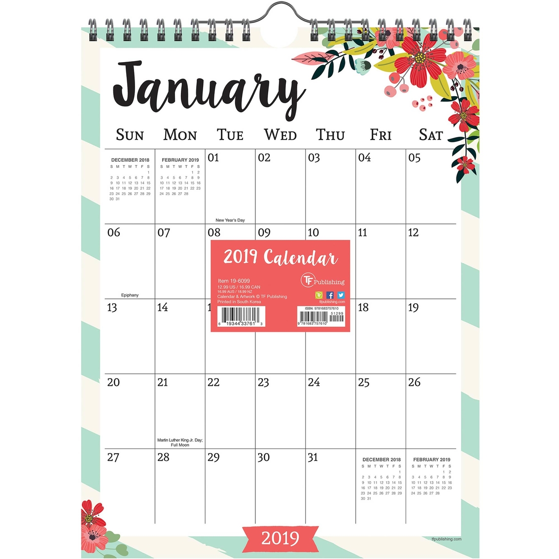 Tf Publishing Floral Monthly Grid Calendar Calendars Planners Household Shop The Exchange