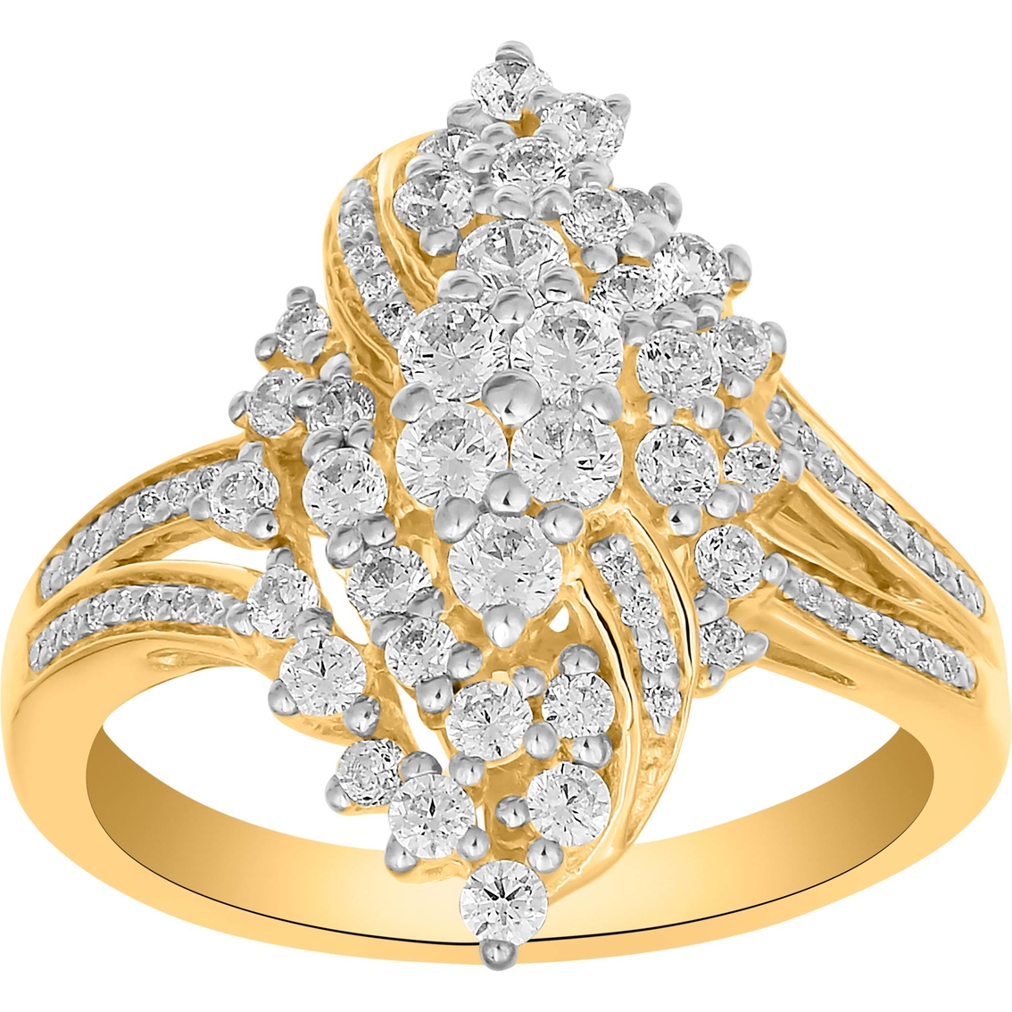 10k Yellow Gold 1 Ctw Marquise Cluster Diamond Fashion Ring Diamond