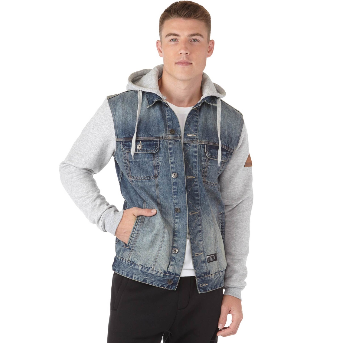 Matix Fleece Hood And Sleeves Denim Jacket | Jackets | Clothing ...