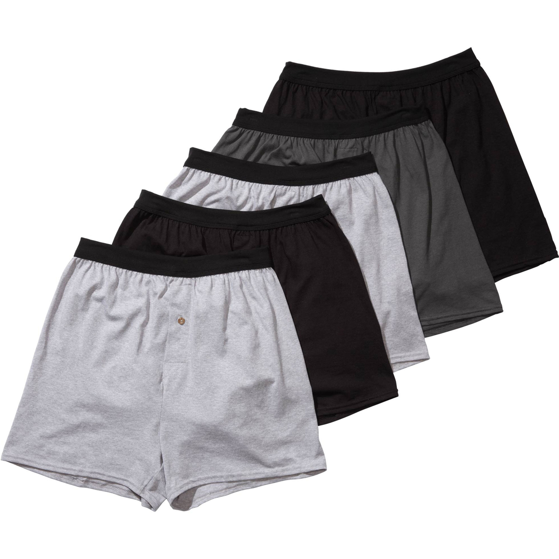 Hanes 5 Pk. Tagless Comfort Soft Knit Boxer Shorts, Underwear, Clothing &  Accessories