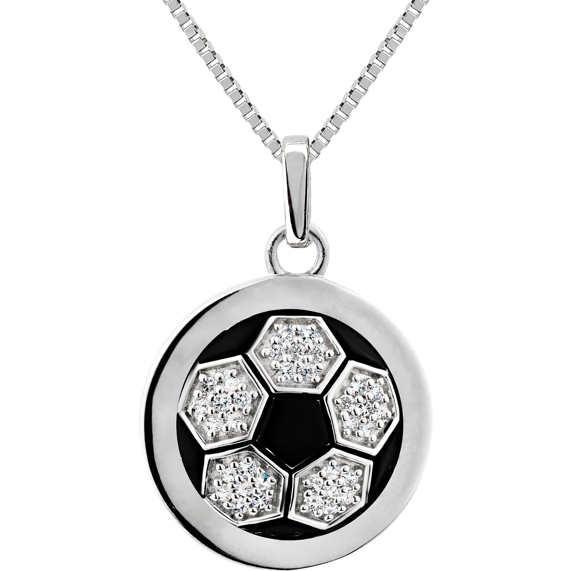 Sterling Silver 1/10 Ctw Diamond Soccer Pendant | Diamond Fashion 