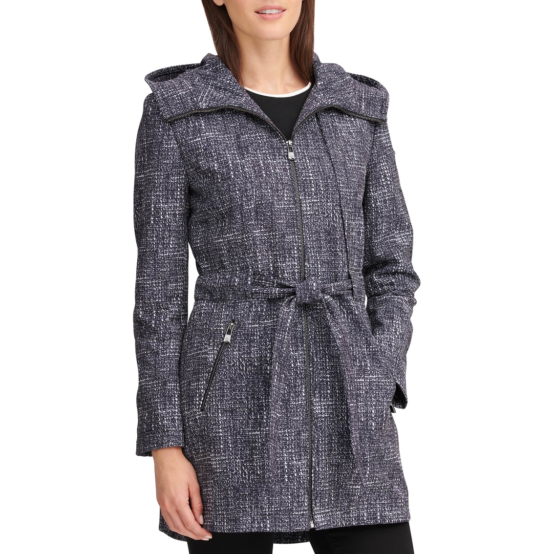 Karl Lagerfeld Paris Tweed Printed Soft Shell Trench | Coats | Clothing ...