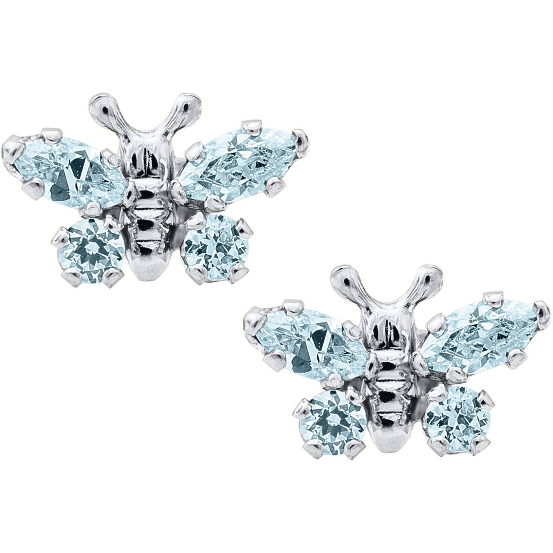 Kids March Birthstone Butterfly Earrings | Children's Earrings ...