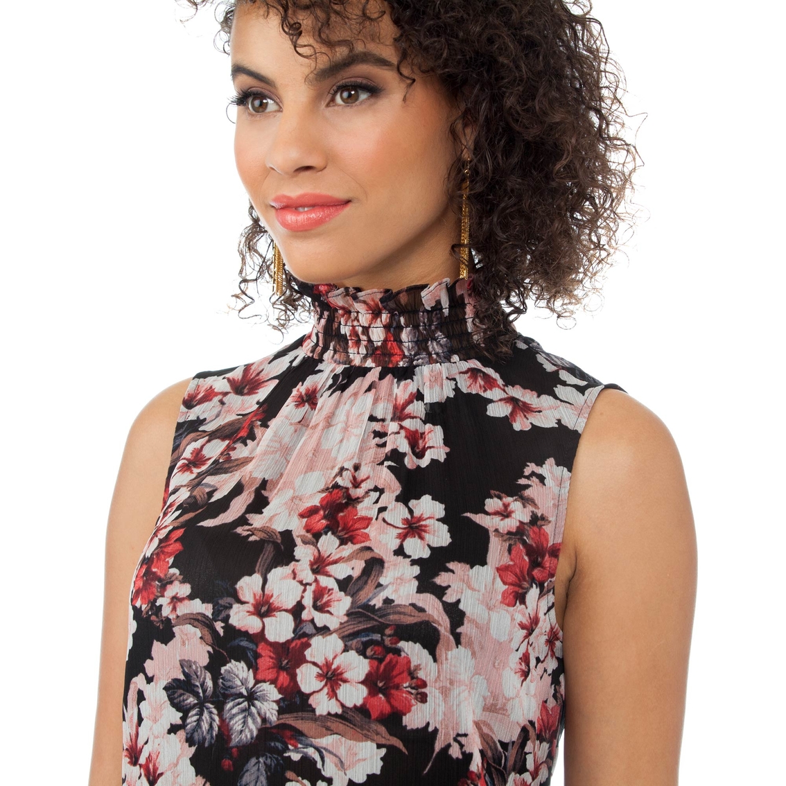 Vince Camuto Floral Blooms Smock Neck Blouse - Image 5 of 5