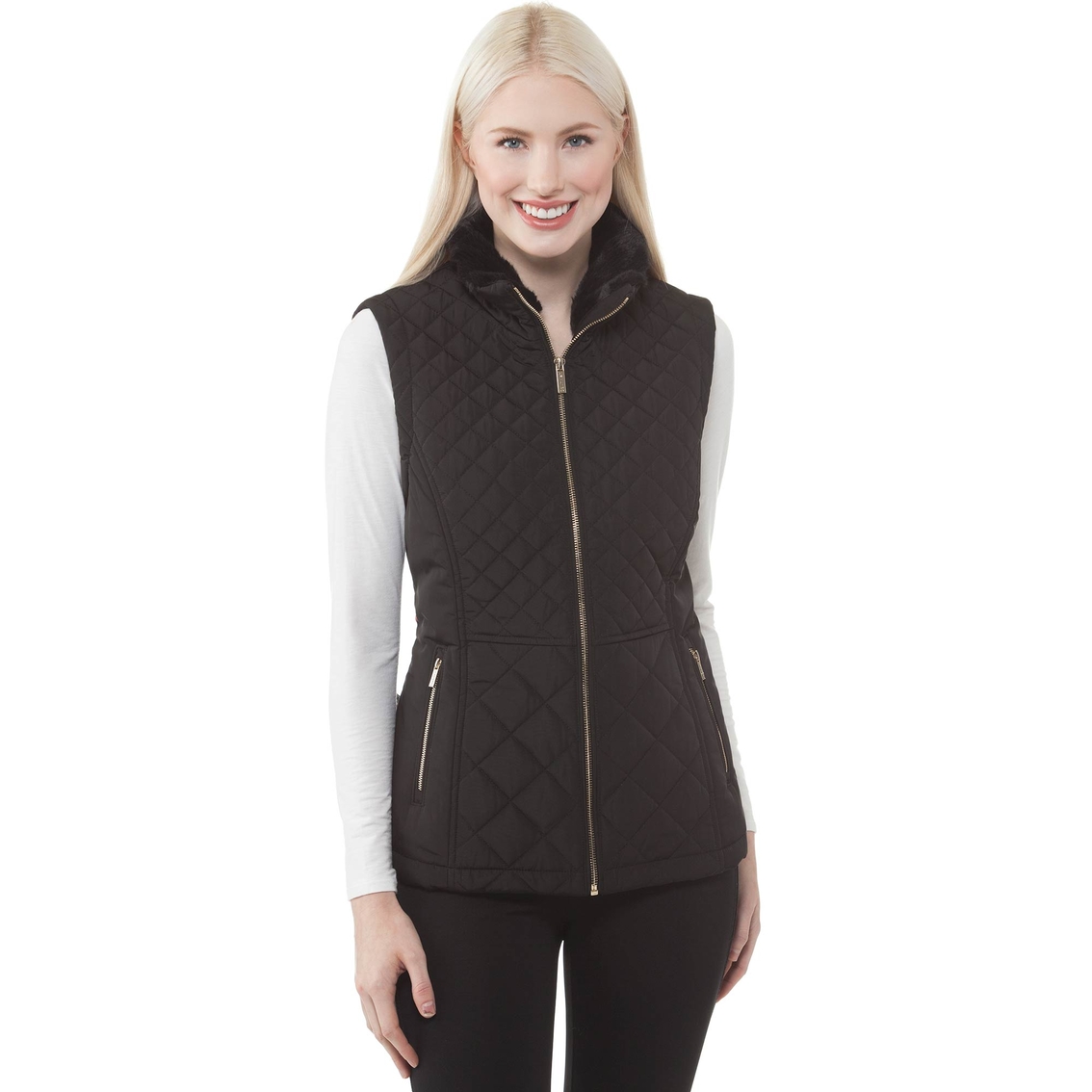 Calvin Klein Collection Gift Faux Fur Collar Vest | Vests | Clothing ...