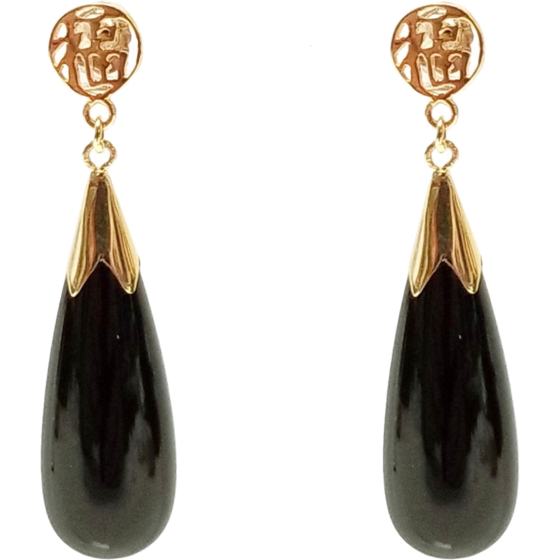 14k Yellow Gold Black Onyx Tear Drop Earrings | Gemstone Earrings ...