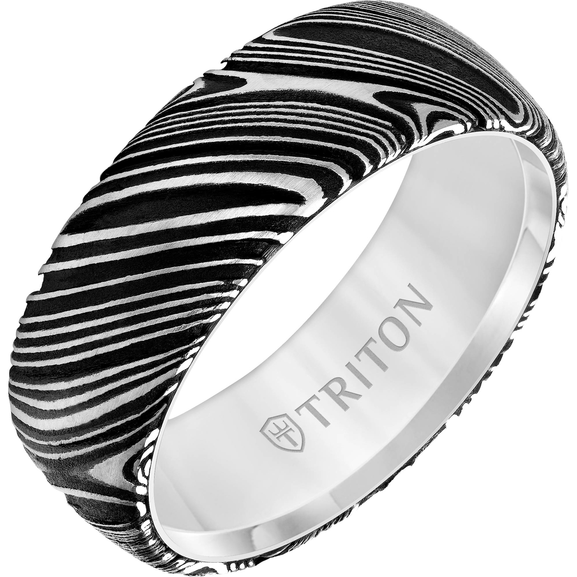 Triton 8mm White Tungsten Damascus Steel Band - Image 2 of 2