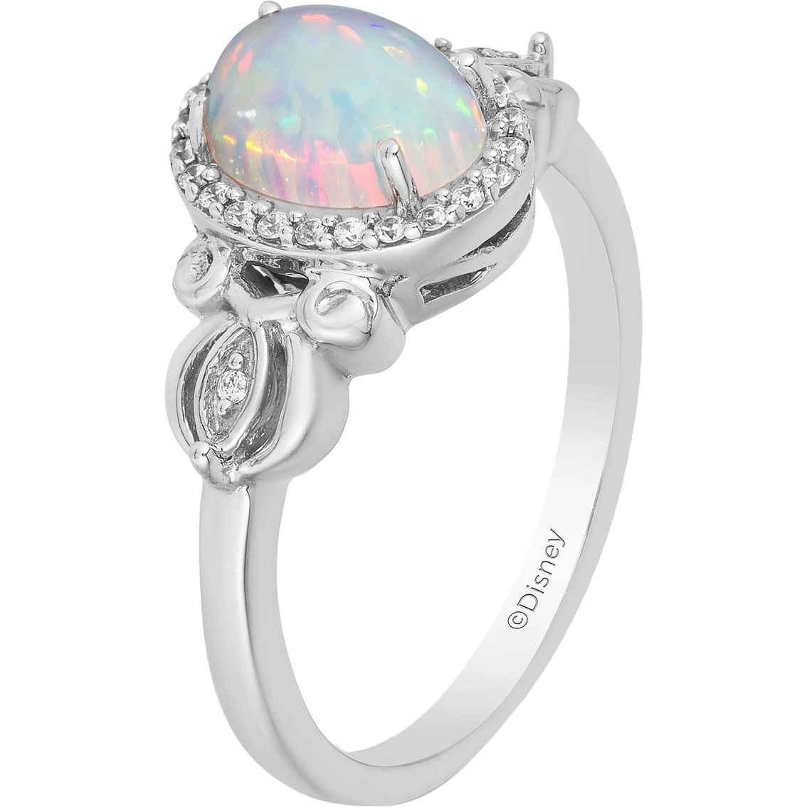 Enchanted Disney 1/10 CTW Diamond and Lab Created Opal Cinderella Carriage Ring - Image 3 of 4