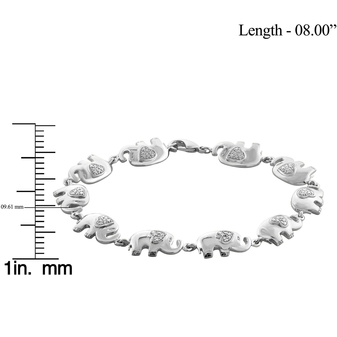 Animal's Rock Sterling Silver Accent Diamond Elephant Bracelet - Image 2 of 3