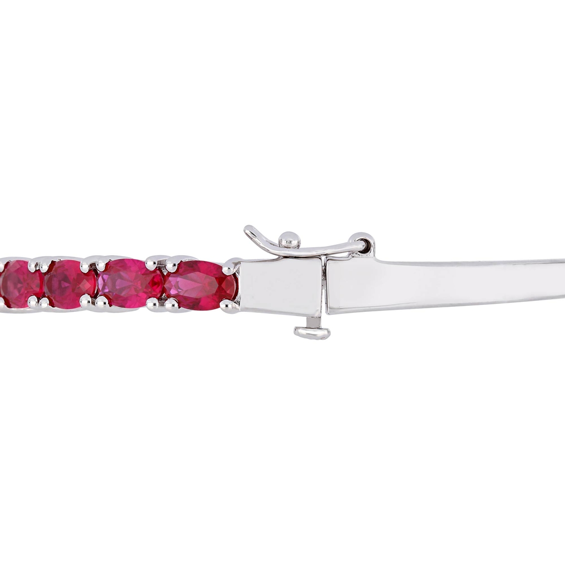 Sofia B. Oval Cut Created Ruby Bangle in Sterling Silver - Image 2 of 3