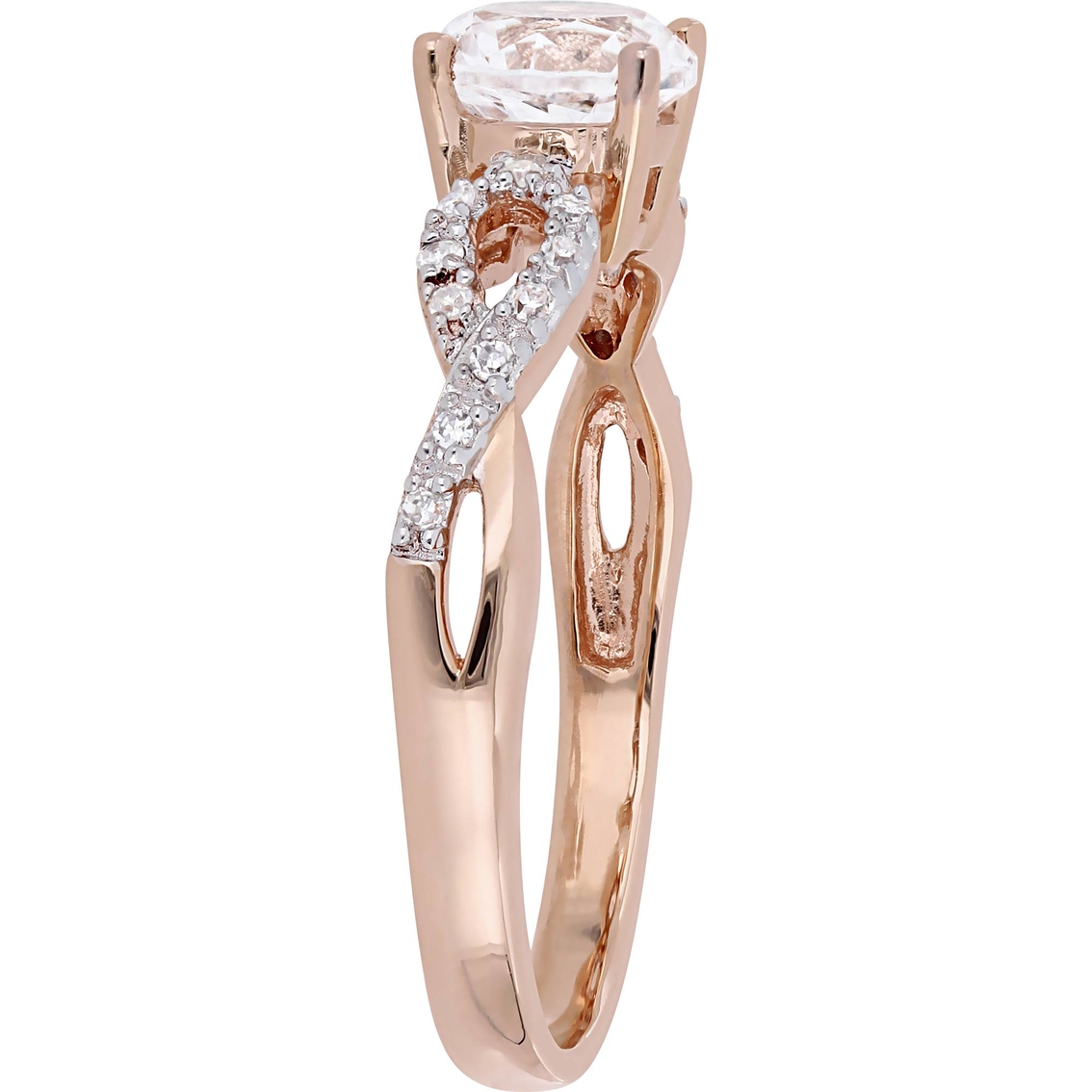 Sofia B. 10K Rose Gold 1/10 CTW Diamond Created White Sapphire Infinity Ring - Image 2 of 4