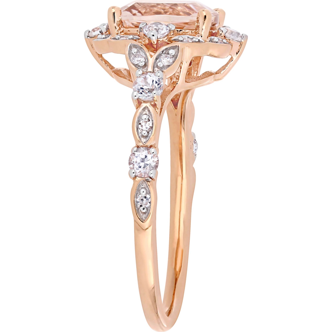 Sofia B. 14K Rose Gold Morganite White Sapphire Diamond Accent Vintage Ring - Image 2 of 4