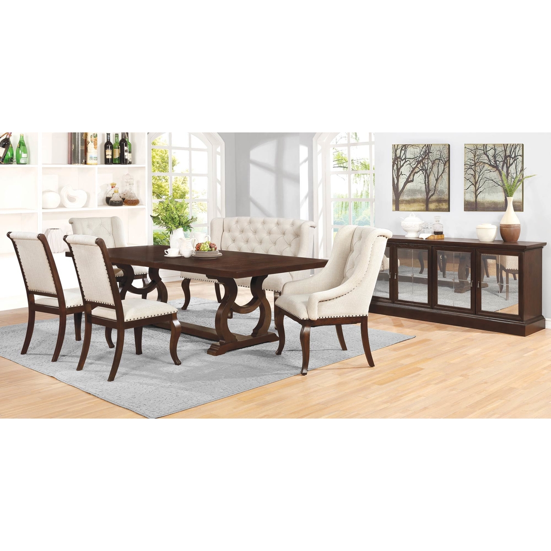 Coaster Glen Cove Traditional Trestle Table in Antique Java - Image 3 of 4