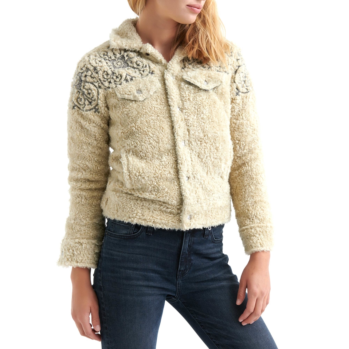 Lucky Brand Sherpa Tomboy Trucker Jacket, Jackets, Clothing & Accessories