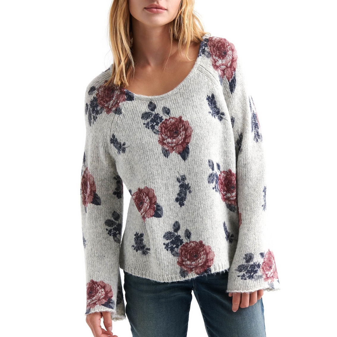 Lucky Brand Floral Pullover Sweater, Sweaters, Clothing & Accessories