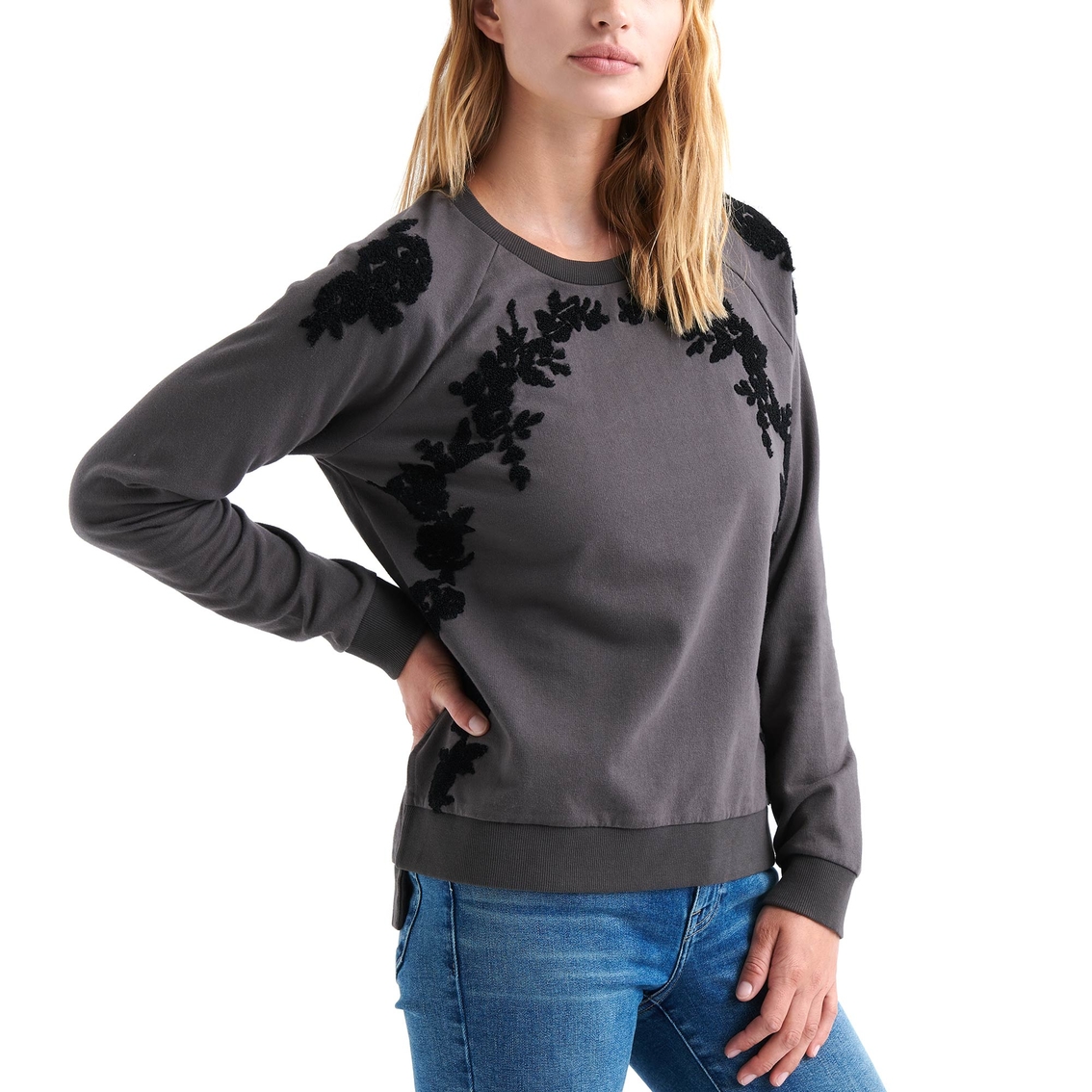 Lucky Brand Floral Chenille Sweatshirt - Image 3 of 3
