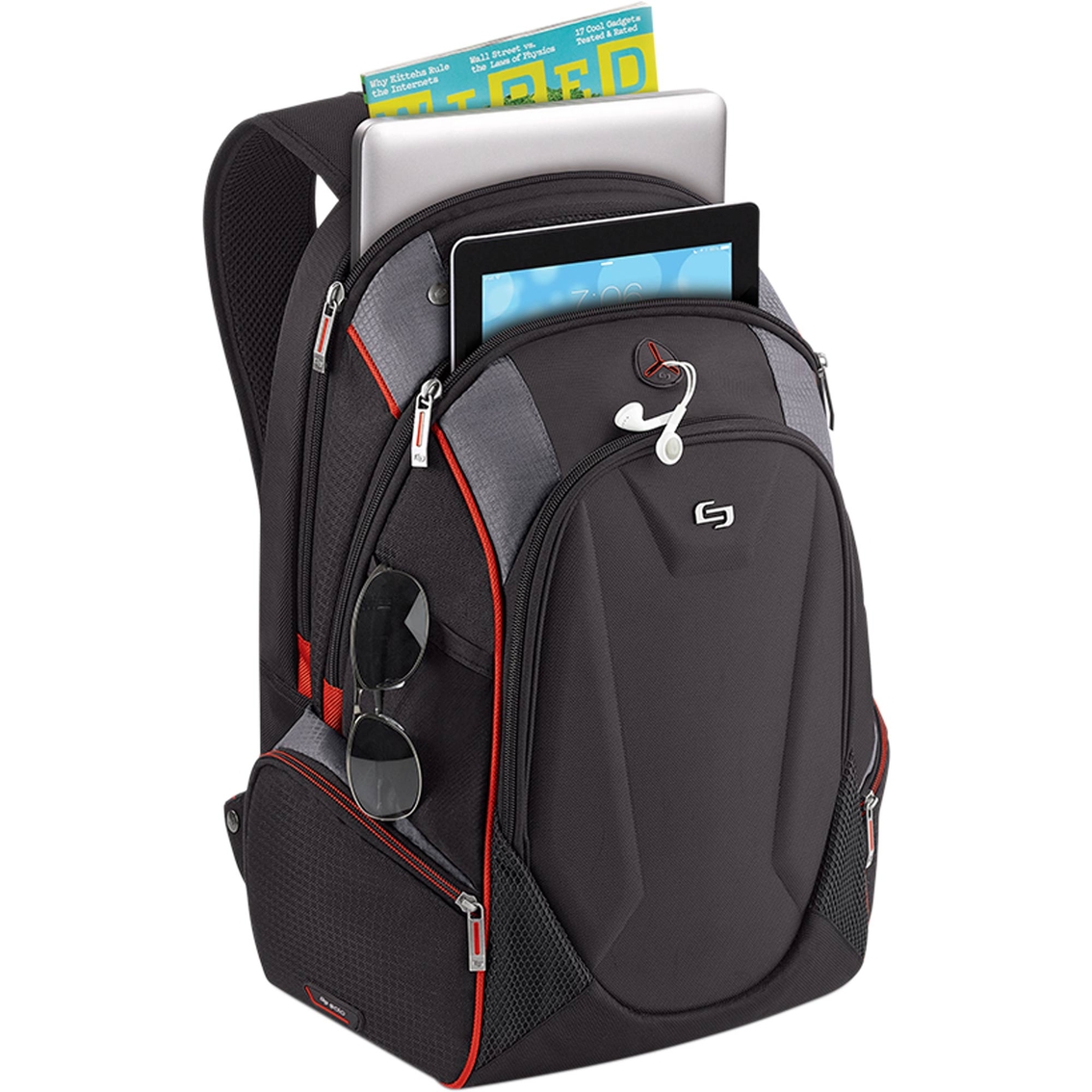 Solo Launch 17.3 in. Backpack, Black/Gray with Red Trim - Image 2 of 4