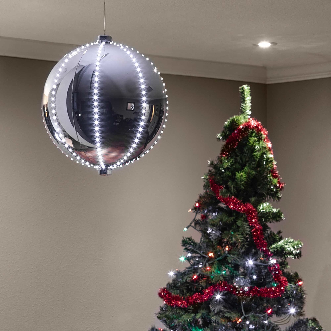 Alpine Christmas Ball Decor with LED Lights - Image 2 of 6