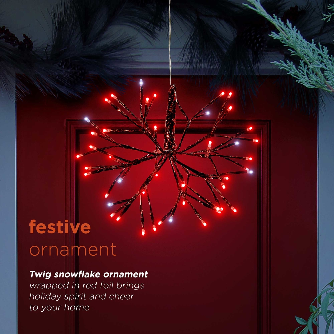 Alpine Christmas Red Twig Ornament Light - Image 8 of 8