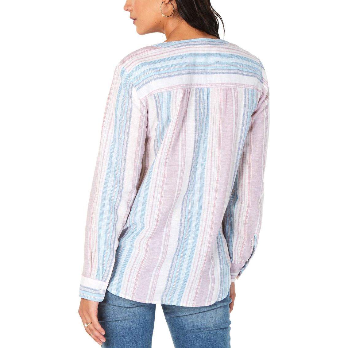Style & Co. Petite Striped Roll Tab Top - Image 2 of 2