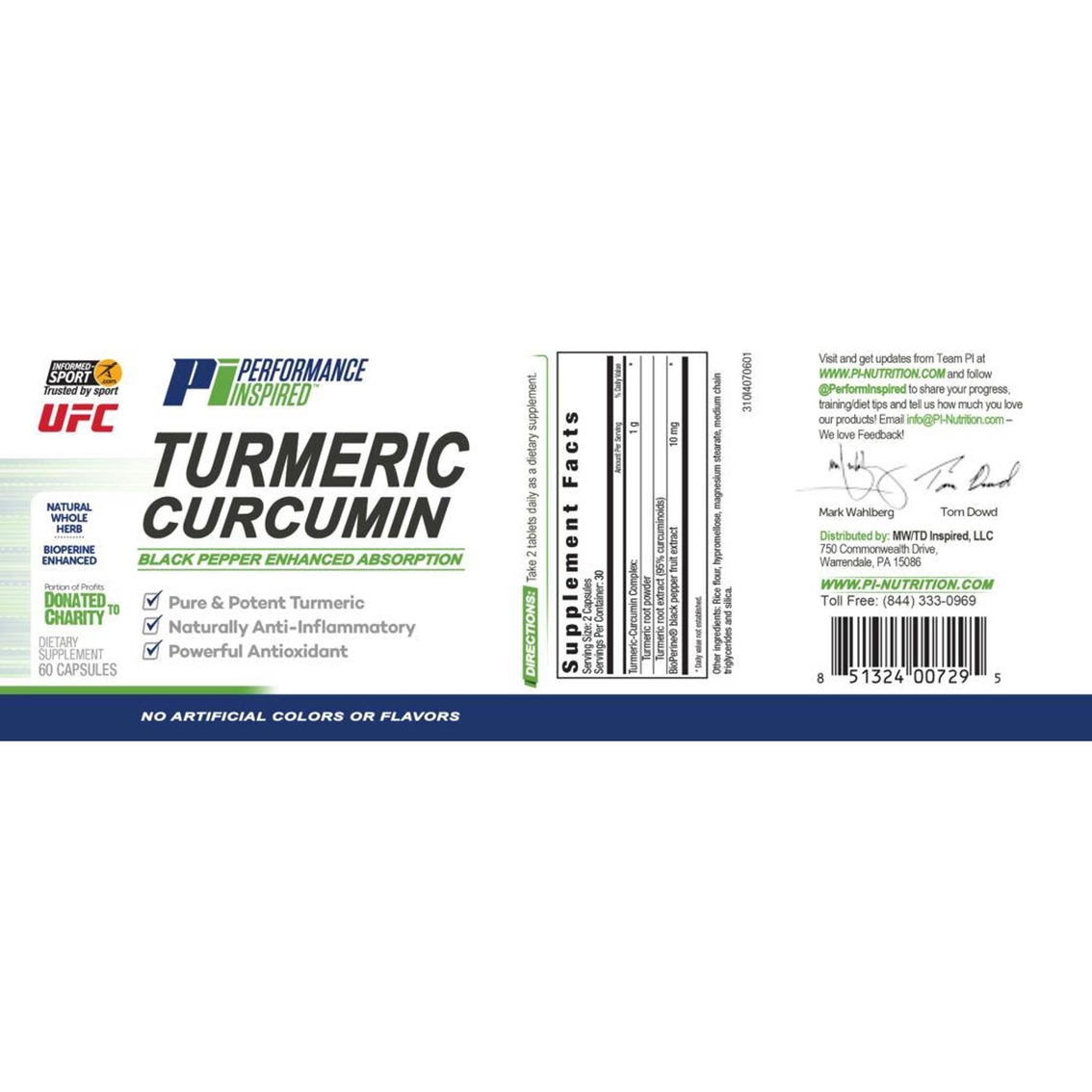 Performance Inspired Turmeric Curcumin Capsules 60 Ct. - Image 2 of 2