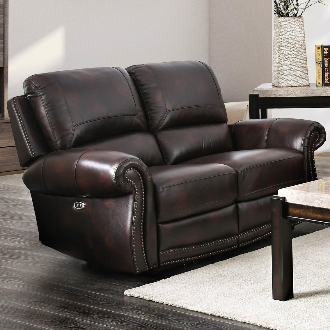 Furniture Of America Edmore Leather Power Assist Loveseat | Sofas ...
