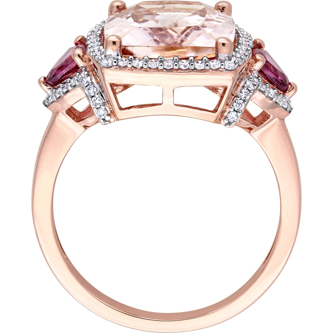 Morganite Pink Tourmaline and 1/3 CTW Diamond Halo Ring in 14K Rose Gold - Image 3 of 4