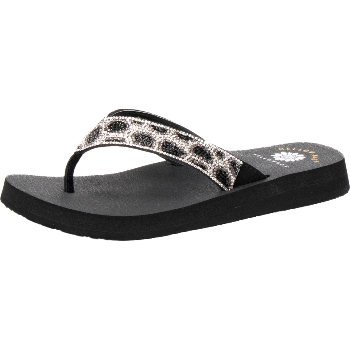 Yellow Box Naseeba Leopard Design Bling Flip Flop Sandals | Flip Flops ...