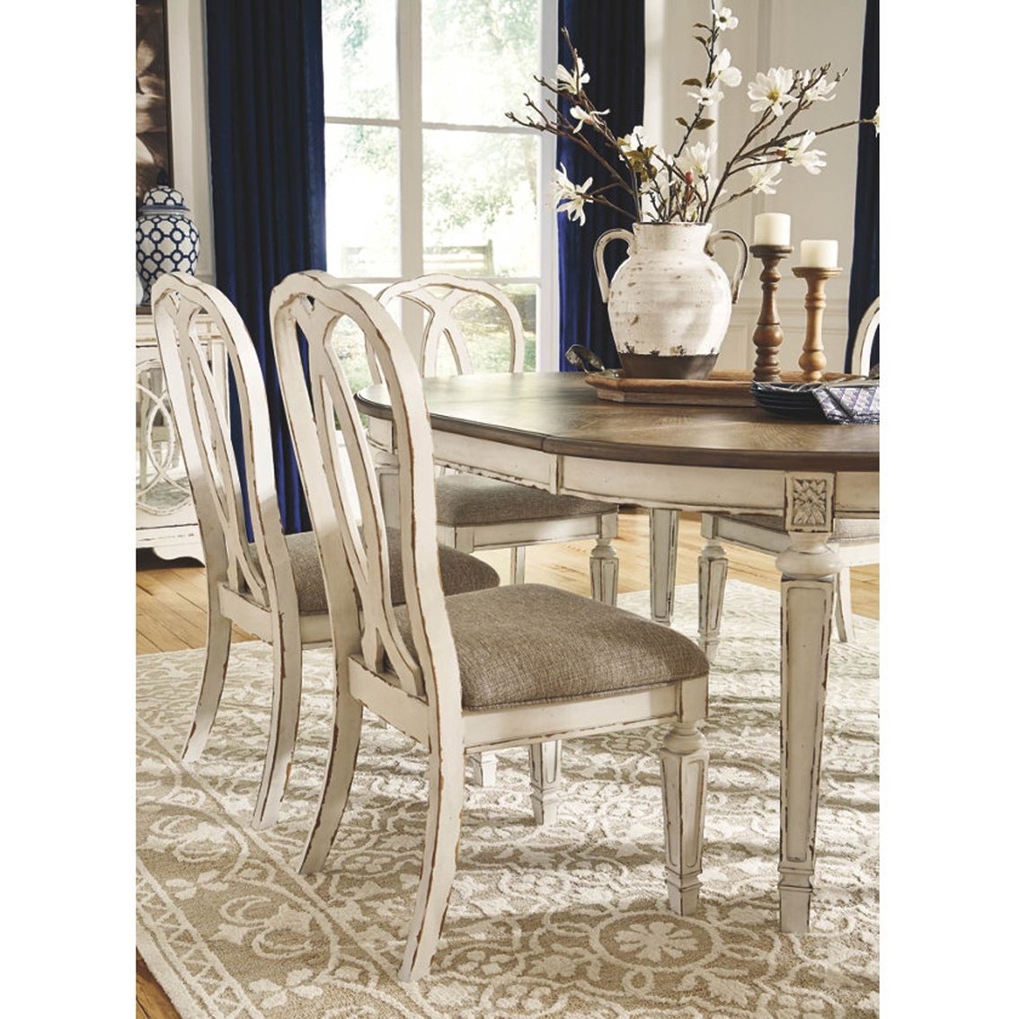 Signature Design by Ashley Realyn 7 pc. Oval Dining Set with Ribbon Back Chairs - Image 4 of 6
